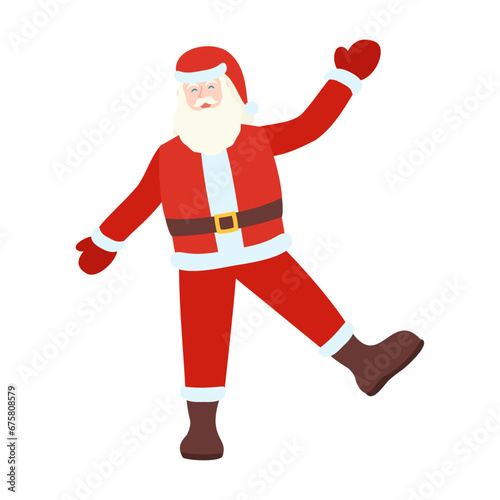 楽しげなサンタクロース。フラットなベクターイラスト。 Santa Claus looks like fun. Flat designed vector illustration.