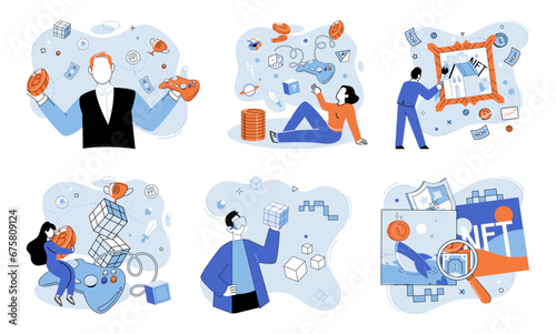 Digital asset vector illustration. Altcoins, or alternative cryptocurrencies, present diverse investment opportunities in digital finance realm Cryptocurrencies are reshaping financial landscape