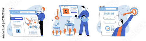 Login password vector illustration. The login password metaphor emphasizes importance safeguarding personal information The user interface UI provides convenient way for users to interact