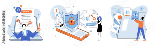 Database security vector illustration. Tech professionals are instrumental in implementing robust database security measures Database protection is crucial for maintaining privacy and integrity