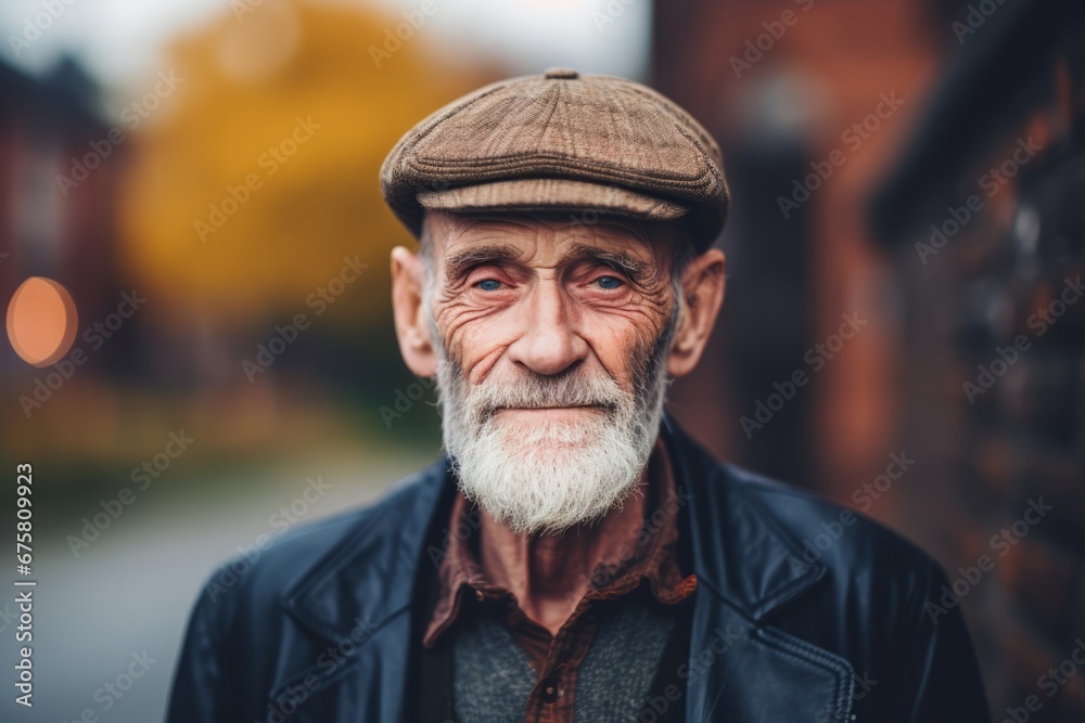 Portrait of an elderly man in a cap on the street. Portrait of an elderly man in a cap on the street.