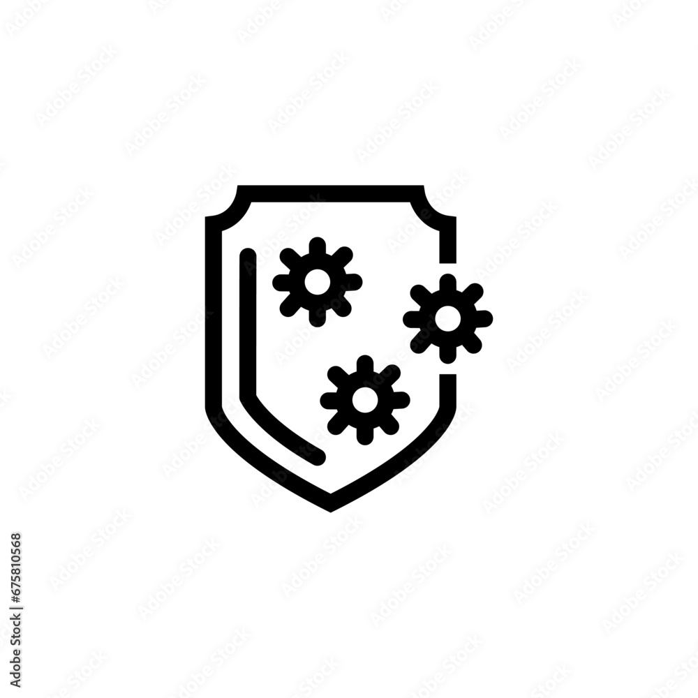 Virus Resistance with Shield vector editable icon Virus Resistance with Shield vector editable icon