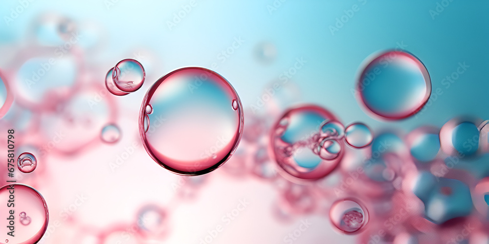Background of amorphous molecular structures ,Cosmetic essence liquid bubbles molecules antioxidant of liquid bubble wallpaper with generative ai

 - obrazy, fototapety, plakaty 
