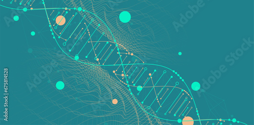 Hand drawn DNA abstract molecule. Medical science, genetic biotechnology, chemistry biology vector concept.