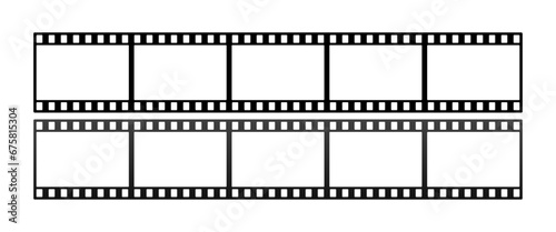 Film mockup. Black sections of retro movie tape, movie tape mockup. Vector icons