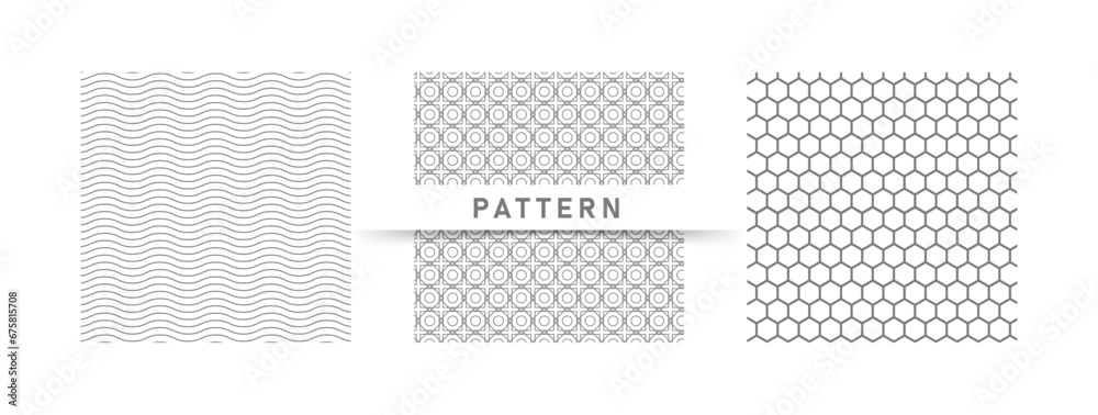 3 set of pattern random. hexagon,wave,vector eps 10