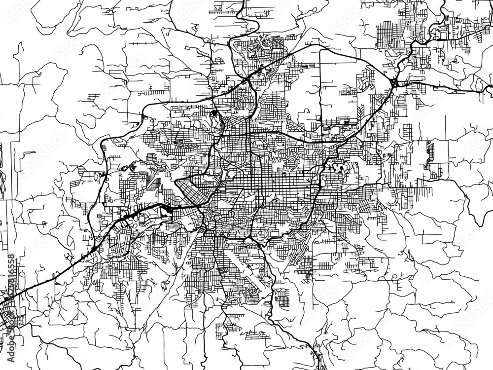 Obraz premium Vector road map of the city of Caxias do Sul in Brazil with black roads on a white background.