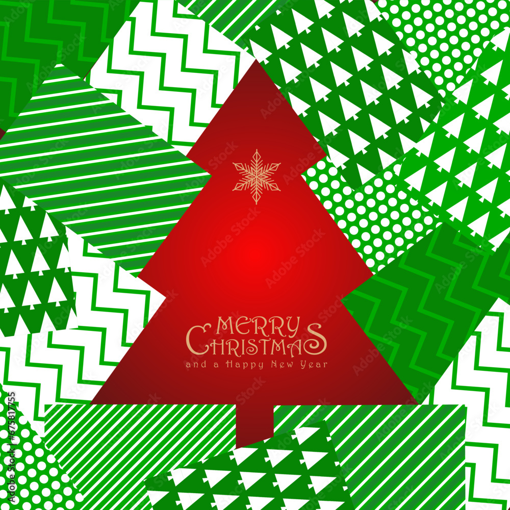  Christmas tree, design, vector illustration. green and red background