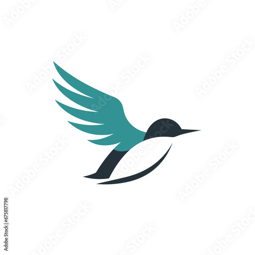 Electric utility company filled colorful logo. Bird simple icon. Sustainable energy business value. Design element. Created with artificial intelligence. Ai art for corporate branding, website
