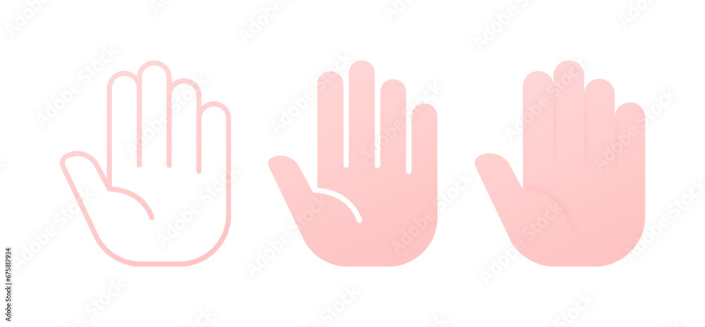 Palm icons. Flat, stop palm, palm icons. Vector icons Palm icons. Flat, stop palm, palm icons. Vector icons