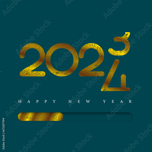Happy new year 2024 design. With colorful truncated number illustrations. Premium vector design for poster, banner, greeting and new year 2024 celebration.