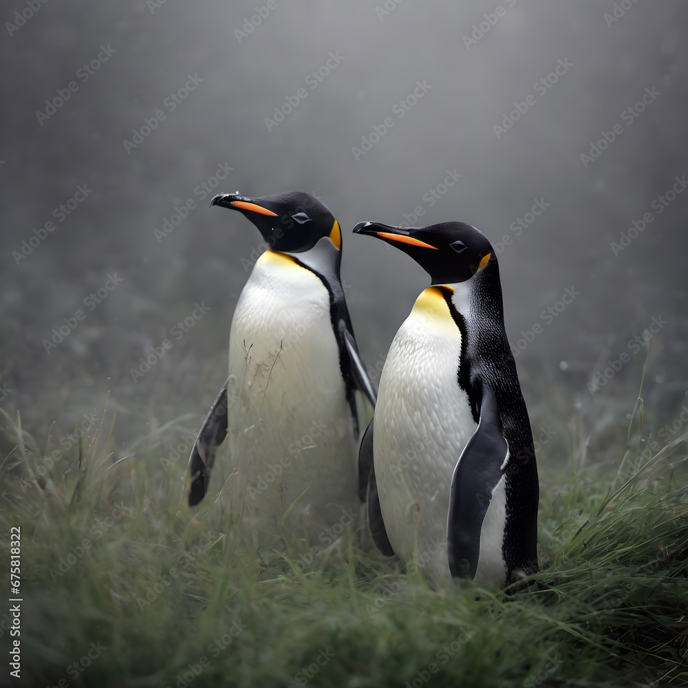 Fototapeta premium two penguins on the rock