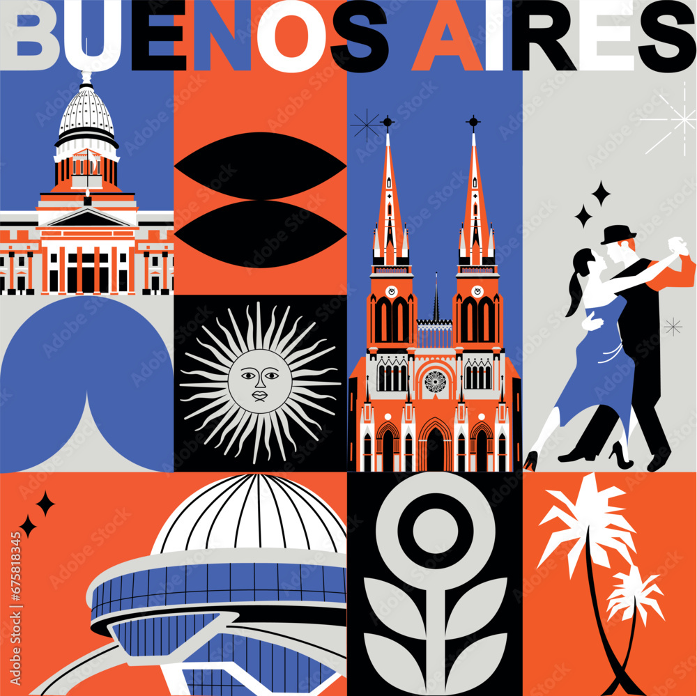 Buenos Aires Culture Travel Night Set Famous Architectures Specialties