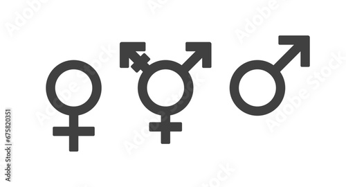 Toilet gender icons. Outline, grey, gender icons for toilet signs. Vector icons