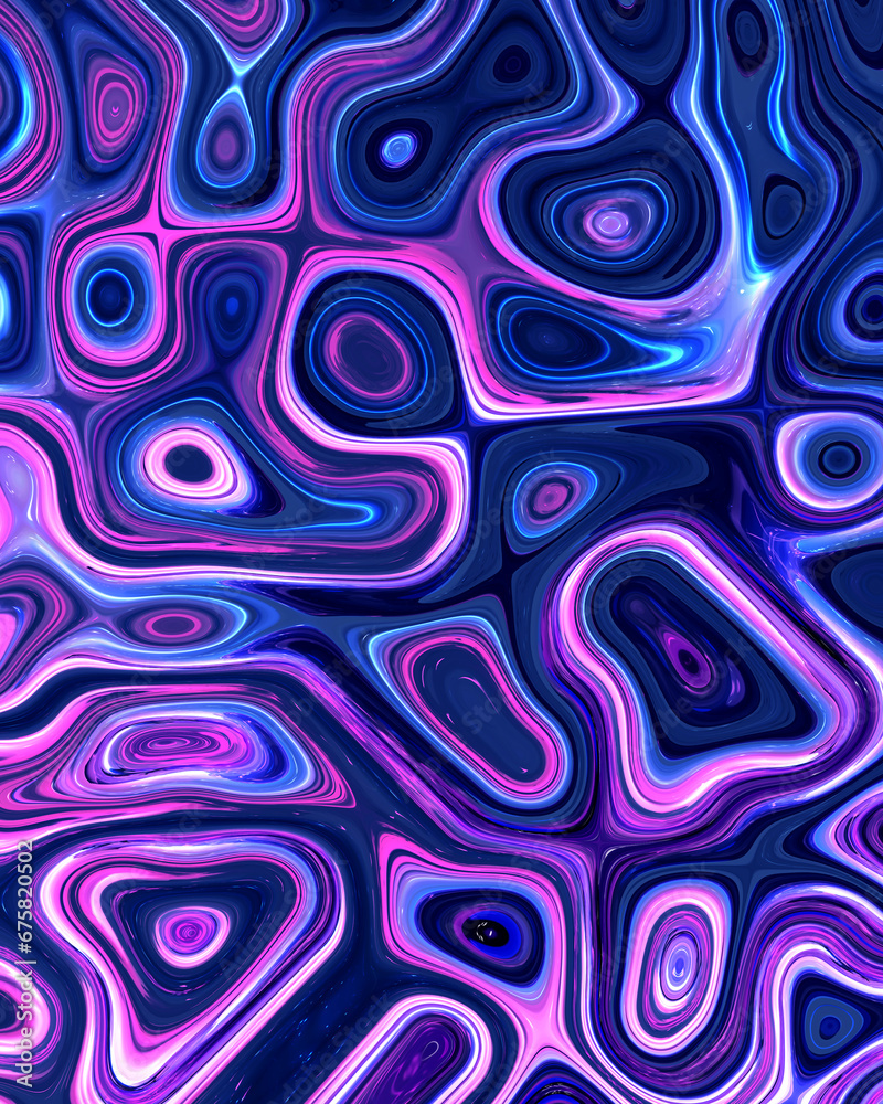 Obraz premium Abstract liquid space pattern art with circles and waves