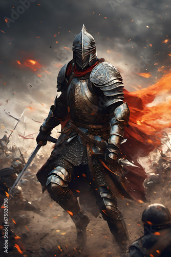 Obraz na płótnie knight in armour w salonie