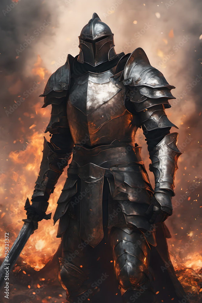 Fototapeta premium knight in armour with sword