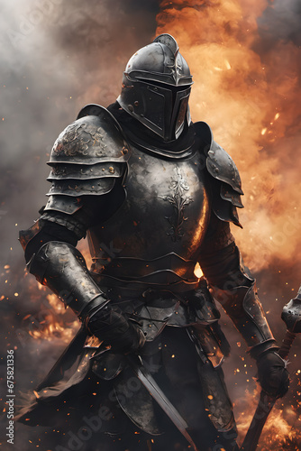 Obraz na płótnie knight in armour w salonie