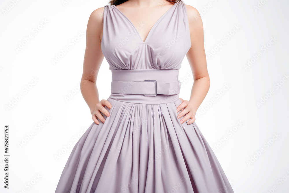 A model exuding glamour and elegance in a pastel dress, emphasizing her slender waist and adding a touch of luxury to the scene. A model exuding glamour and elegance in a pastel dress, emphasizing her slender waist and adding a touch of luxury to the scene.