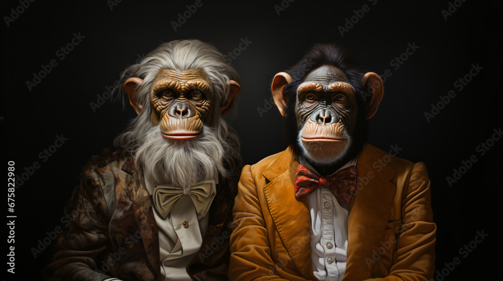 Monkeys in nice suites dressed like a humans