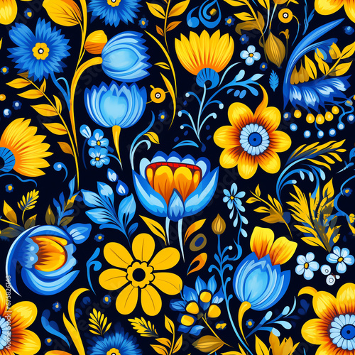 Floral pattern with yellow and blue colors