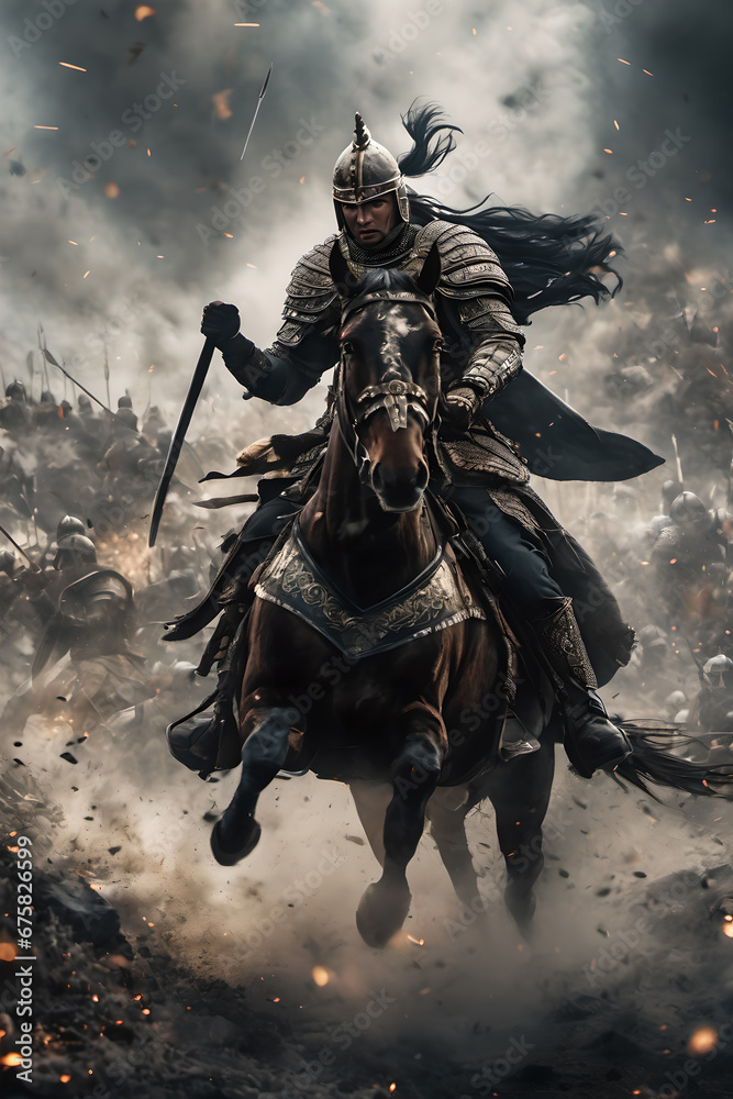 Naklejka premium knight on horseback