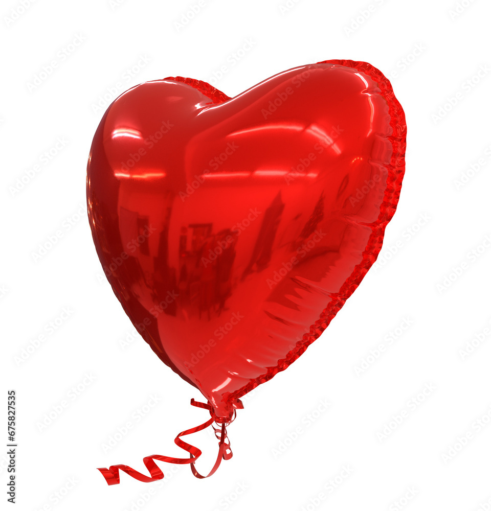 3D flying red heart balloons 3D flying red heart balloons