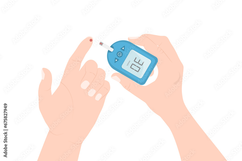 Glucose test. Measuring sugar in blood concept. High glycemic index. Medical Equipment for diabetes diagnosis. Glucose test. Measuring sugar in blood concept. High glycemic index. Medical Equipment for diabetes diagnosis.
