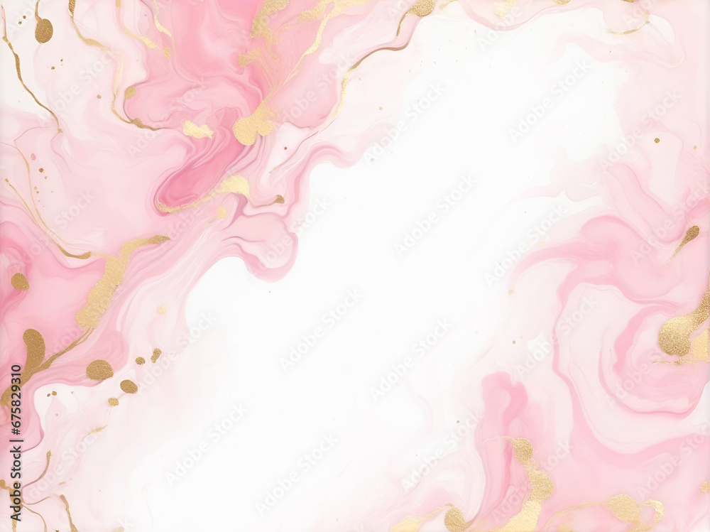 pink elegance, acrylic ink with glitter gold - abstract flow art background