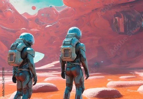 Astronaut in Red Spacesuit, Astronaut on the Martian Surface