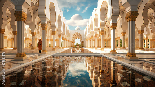 Captivating Composition of Majestic Mosque, Timeless Beauty, Cozy Warmth, and Abstract Grace