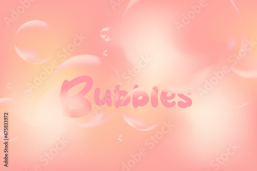 Pink flowing bubbles background. Collagen bubbles. Fizzy sparkles. Bubble gum. Floating pink spheres 3d rendering backdrop. Great for cosmetics, beauty design projects