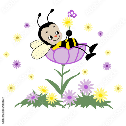 little kids hey bee with flower print