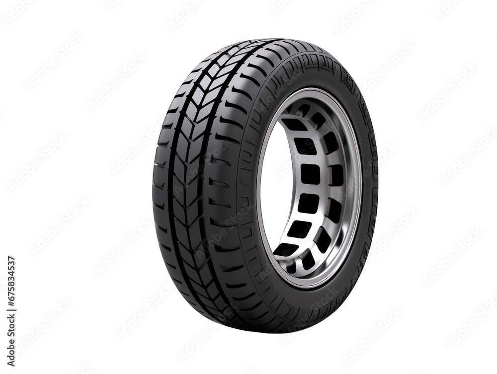 Tire-Shaped Black Paper Stickers with White Hub Isolated on Transparent or White Background, PNG Tire-Shaped Black Paper Stickers with White Hub Isolated on Transparent or White Background, PNG