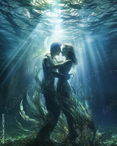 Ethereal underwater couple