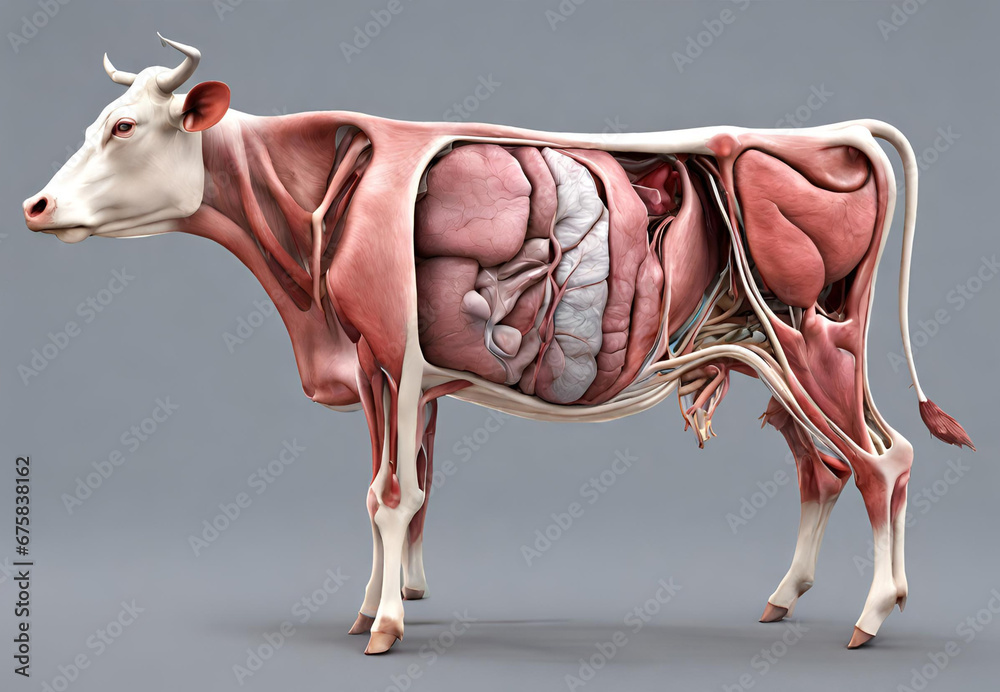 Diagram of Cow Anatomy, Visualizing the Internal Structure of Dairy