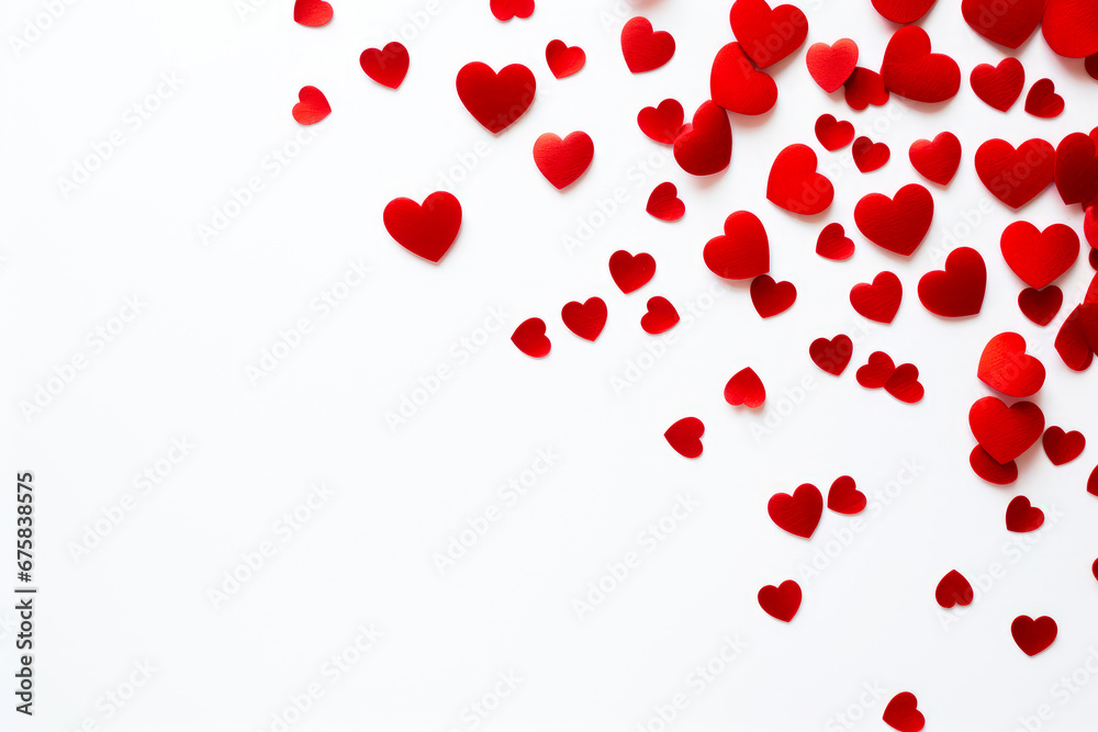 Romantic Red Hearts and Confetti