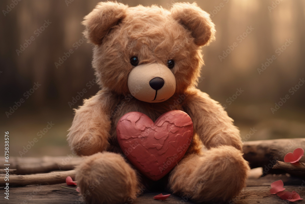 Cuddly Teddy Bear Holding Heart Cuddly Teddy Bear Holding Heart