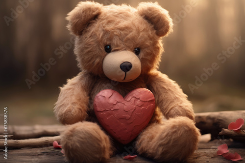 Cuddly Teddy Bear Holding Heart © Andrii 