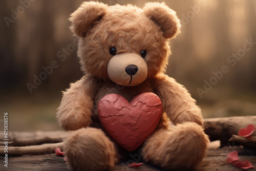 Cuddly Teddy Bear Holding Heart