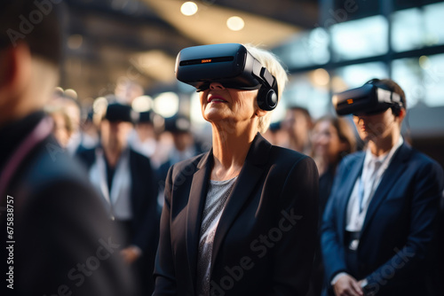 Senior Executive in VR Glasses at Business Convention