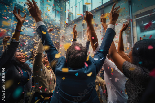 Confetti Shower at a Successful Business Gathering