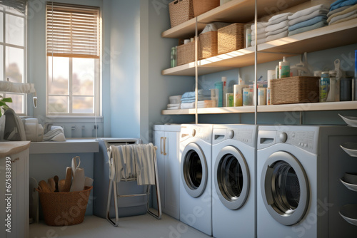 Sunny Laundry Area in Modern Home © Andrii 