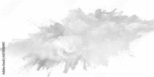 Black powder explosion with dark colors isolated white background. Abstract powder splatted on white background, freeze motion of black powder exploding or throwing black powder.