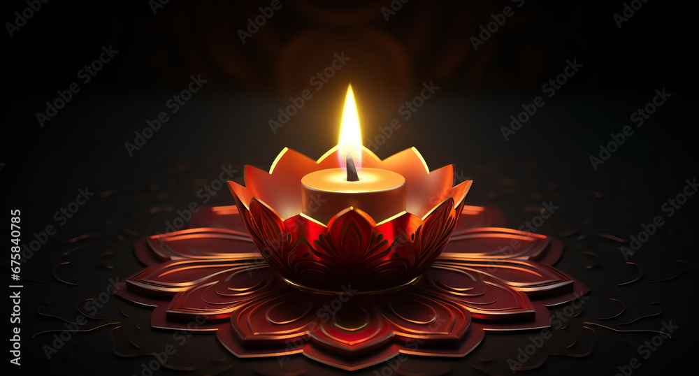 diwali Diya with decorative elements on dark background diwali Diya with decorative elements on dark background