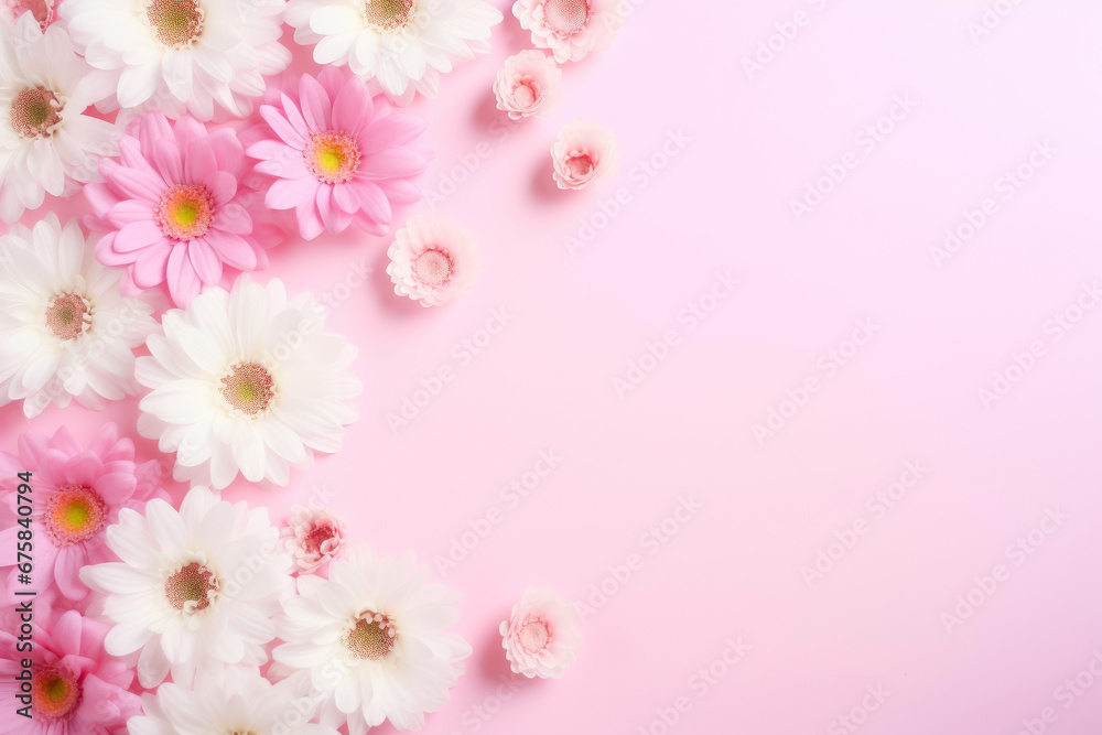 Floral Flat Lay: Pink and White Petals