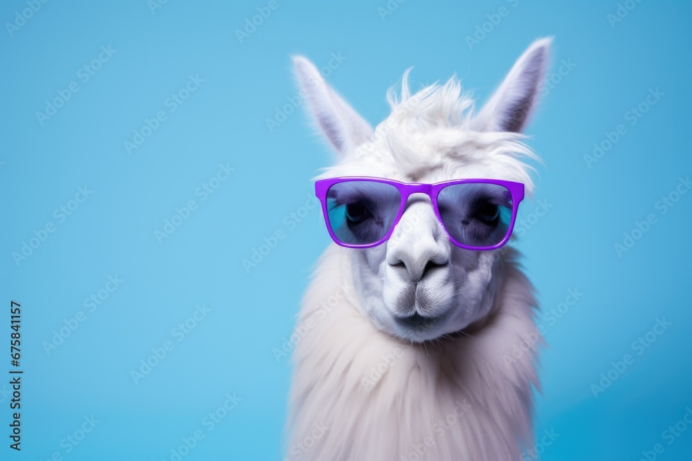 photo of a stylish llama wearing sunglasses against a vibrant backdrop photo of a stylish llama wearing sunglasses against a vibrant backdrop