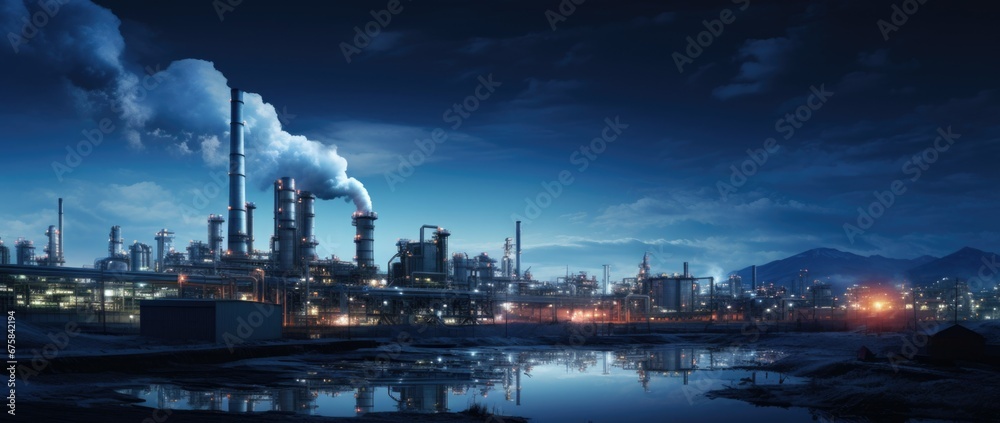 Oil​ refinery​ and​ plant and tower column of Petrochemistry industry in oil​ and​ gas​ ​industrial 