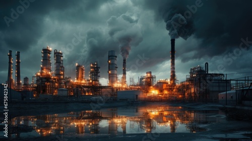 Oil​ refinery​ and​ plant and tower column of Petrochemistry industry in oil​ and​ gas​ ​industrial 