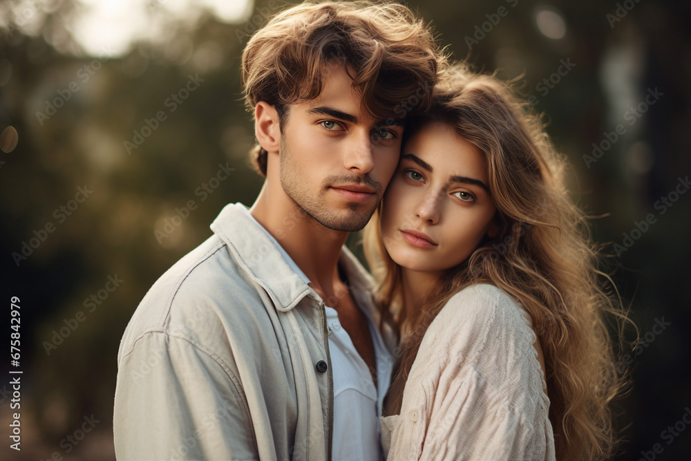 Generative AI image of happy beautiful couple enjoying time together Generative AI image of happy beautiful couple enjoying time together